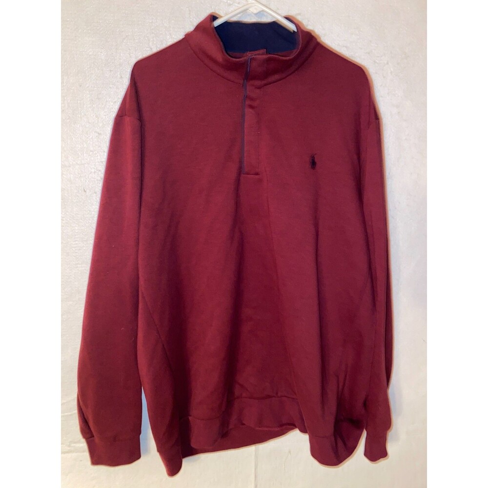 Polo Ralph Lauren Pullover Snap Button Sweatshirt Jacket Men's 2XL Maroon New